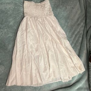 White flowy dress tube top scrunch top adjustable length size small-medium